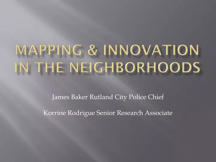 mapping innovation in the neighborhoods