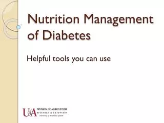 Nutrition Management of Diabetes