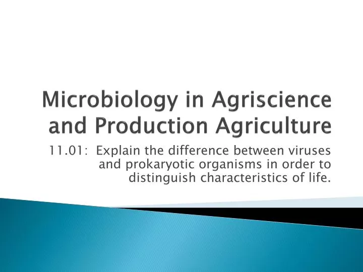 microbiology in agriscience and production agriculture