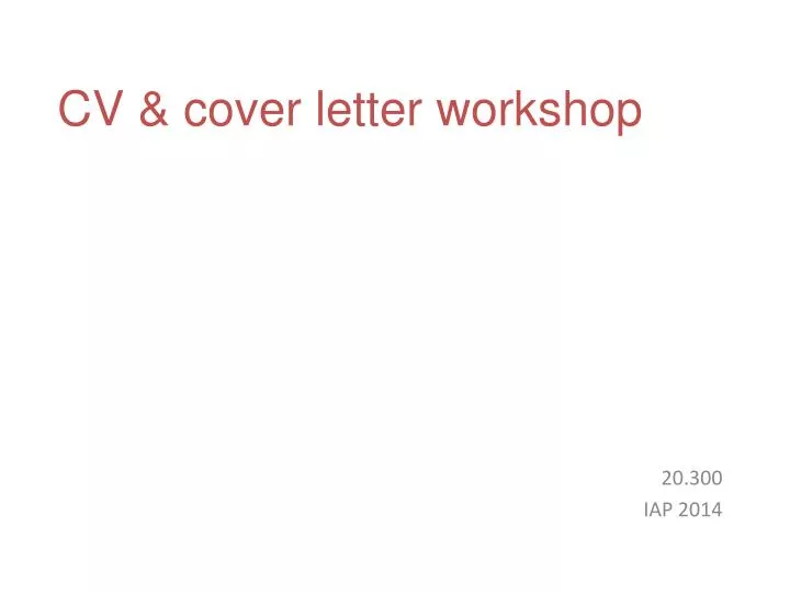 cv cover letter workshop