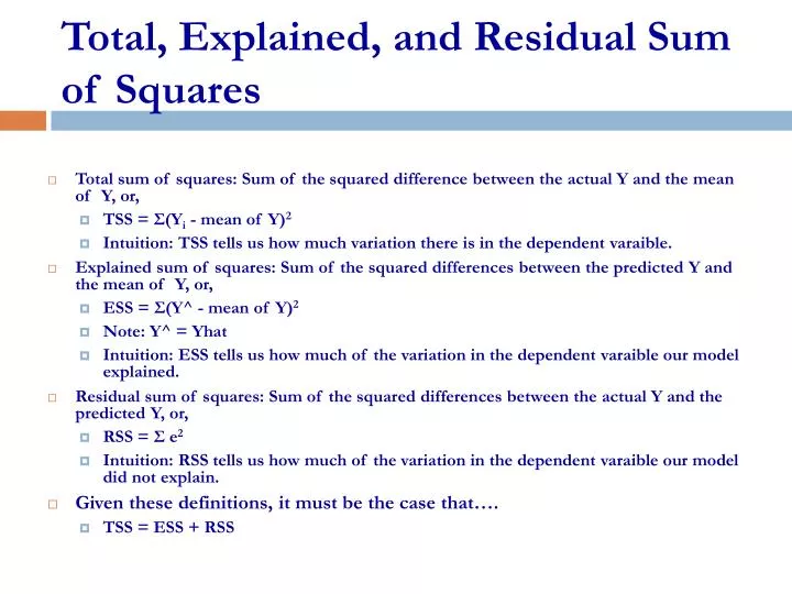 total explained and residual sum of squares