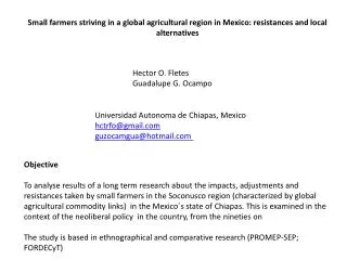 Small farmers striving in a global agricultural region in Mexico: resistances and local alternatives