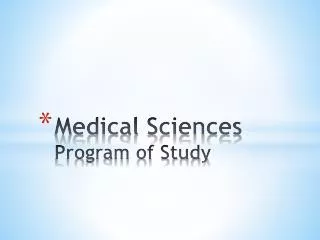 Medical Sciences Program of Study