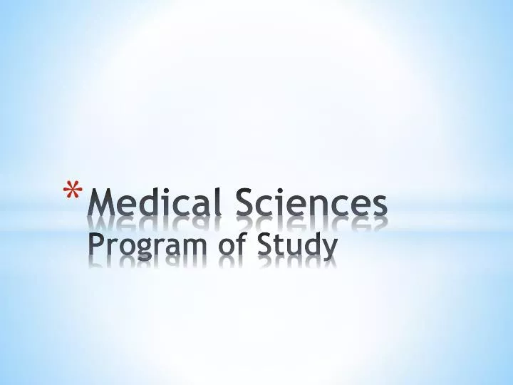 medical sciences program of study