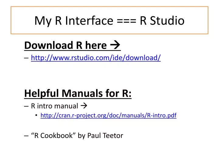 my r interface r studio