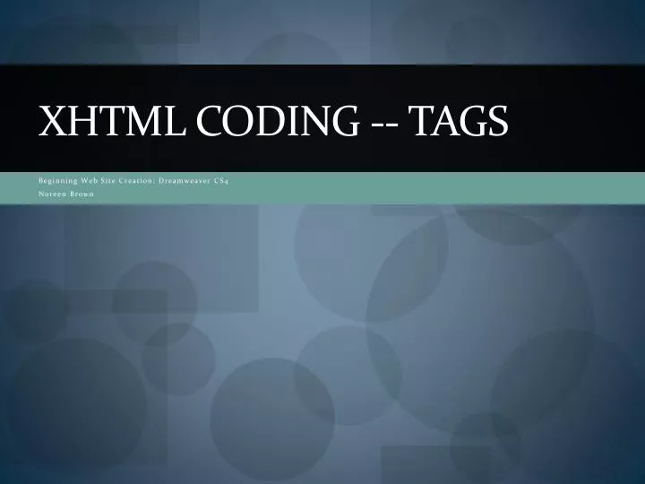 xhtml coding tags