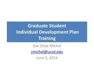 Graduate Student Individual Development Plan Training