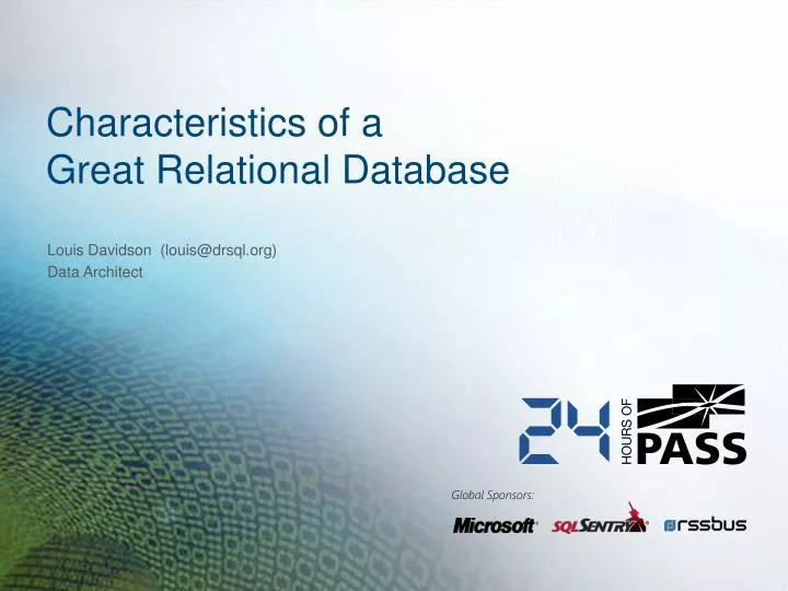 characteristics of a great relational database