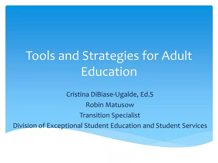 tools and strategies for adult education