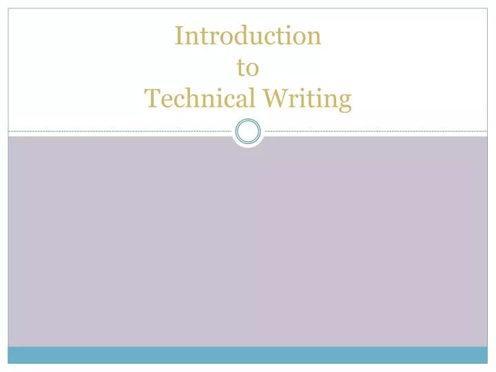 introduction to technical writing