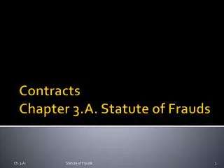 Contracts Chapter 3.A. Statute of Frauds