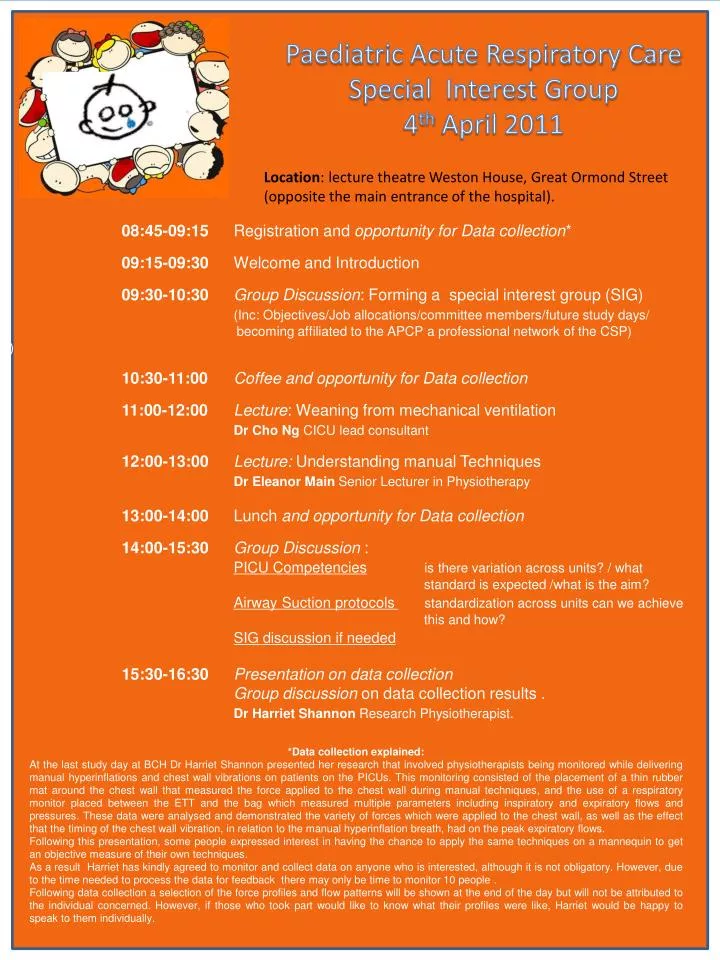 paediatric acute respiratory care special interest group 4 th april 2011