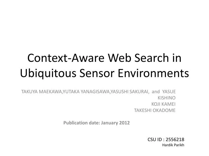 context aware web search in ubiquitous sensor environments