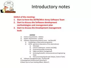Introductory notes