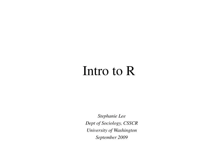 intro to r