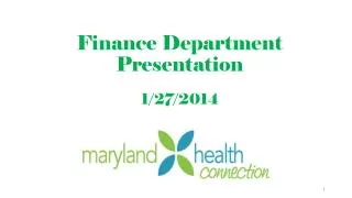 Finance Department Presentation 1/27/2014