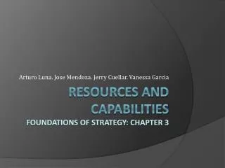 Resources and Capabilities Foundations of strategy: Chapter 3