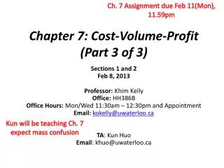 Chapter 7: Cost-Volume-Profit (Part 3 of 3)