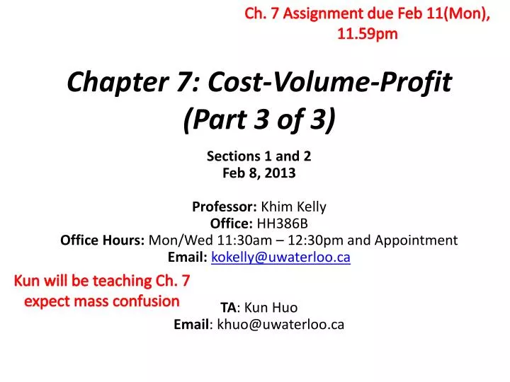 chapter 7 cost volume profit part 3 of 3