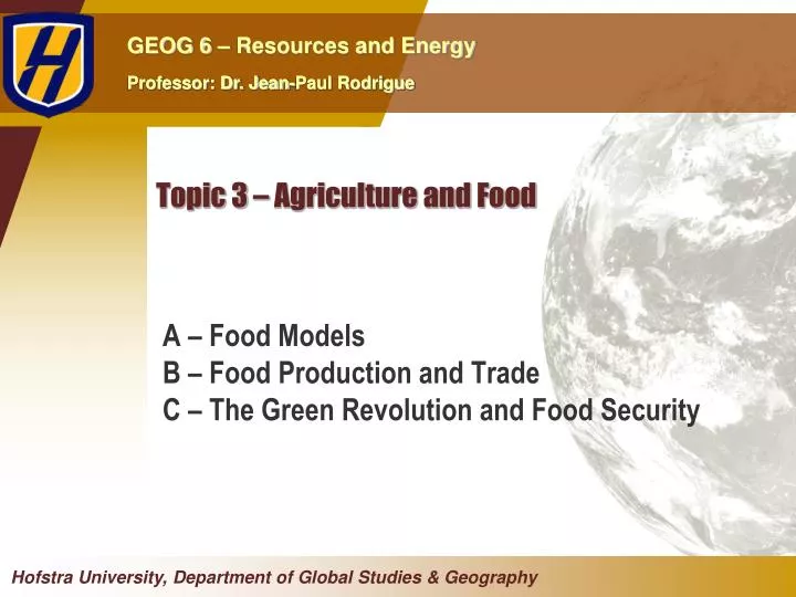 topic 3 agriculture and food