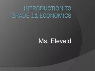 Introduction to Grade 11 Economics
