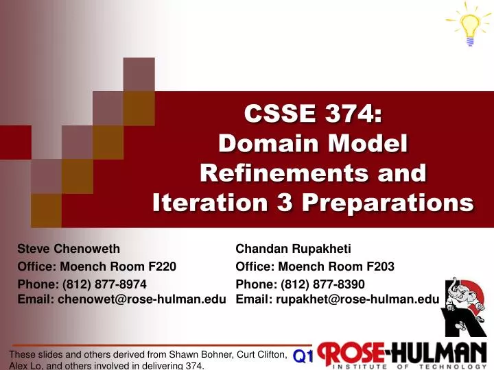 csse 374 domain model refinements and iteration 3 preparations