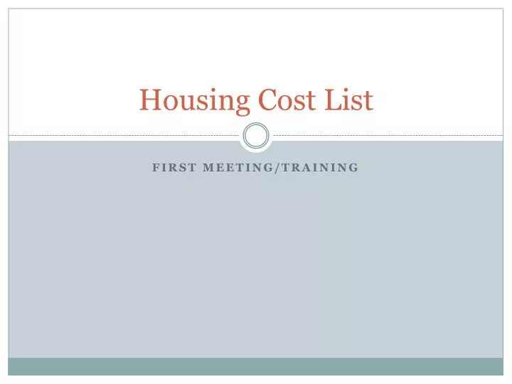 housing cost list
