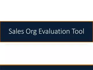 Sales Org Evaluation Tool