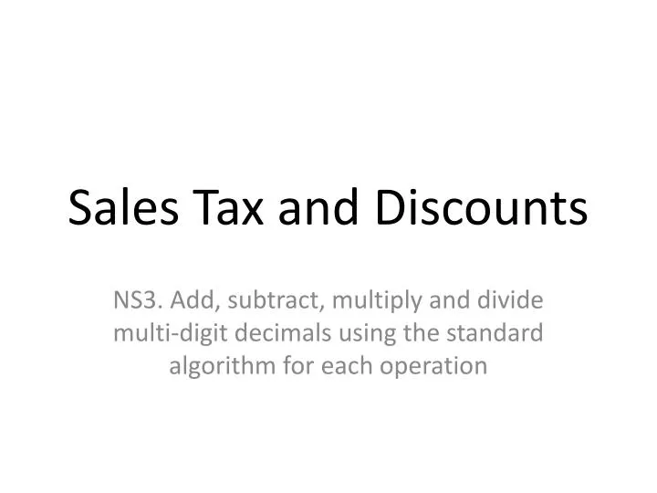 sales tax and discounts