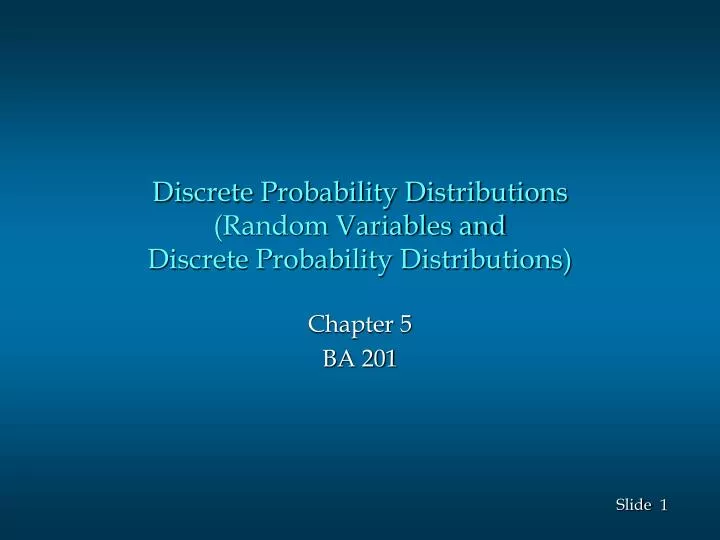 discrete probability distributions random variables and discrete probability distributions