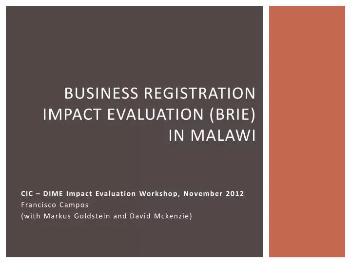 business registration impact evaluation brie in malawi