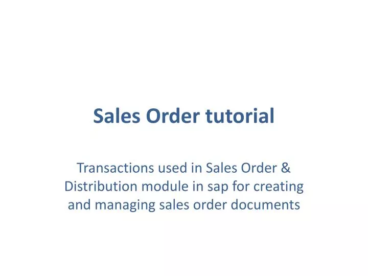 sales order tutorial
