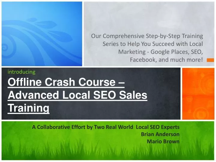 introducing offline crash course advanced local seo sales training
