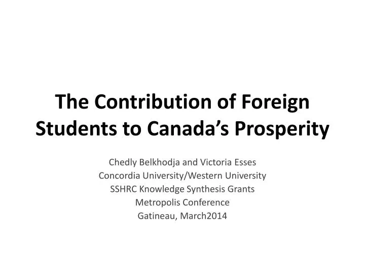 the contribution of foreign students to canada s prosperity