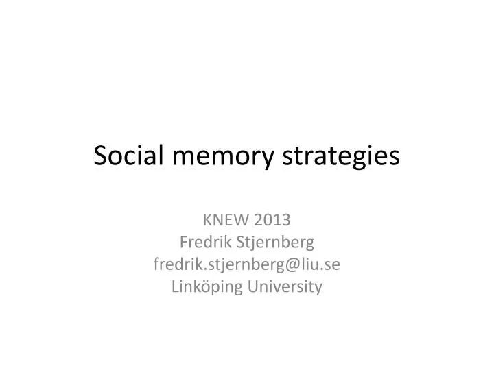 social memory strategies