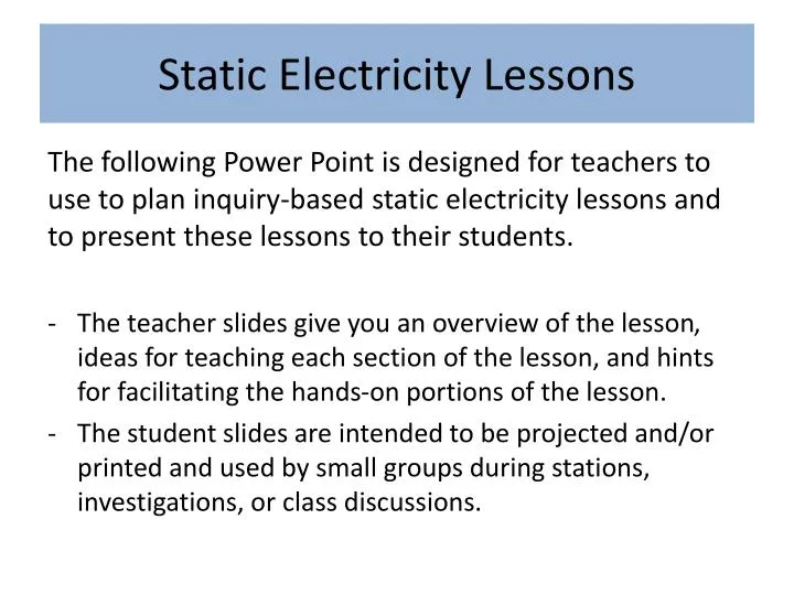 static electricity lessons