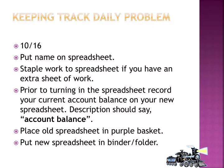 keeping track daily problem