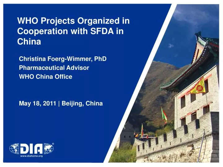 who projects organized in cooperation with sfda in china