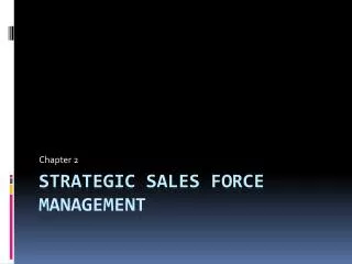 Strategic sales force management