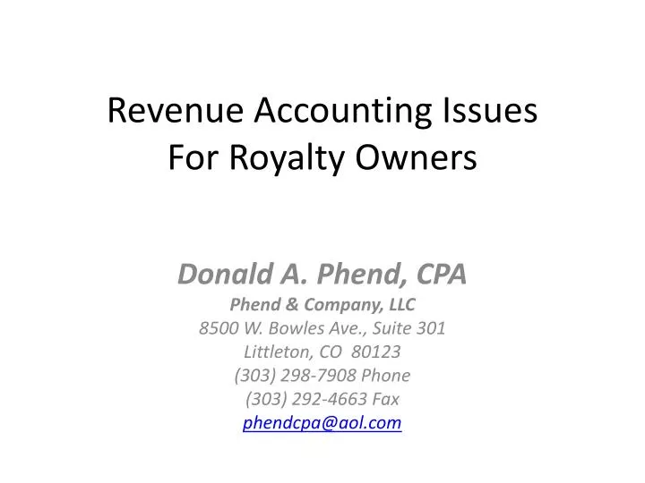 revenue accounting issues for royalty owners