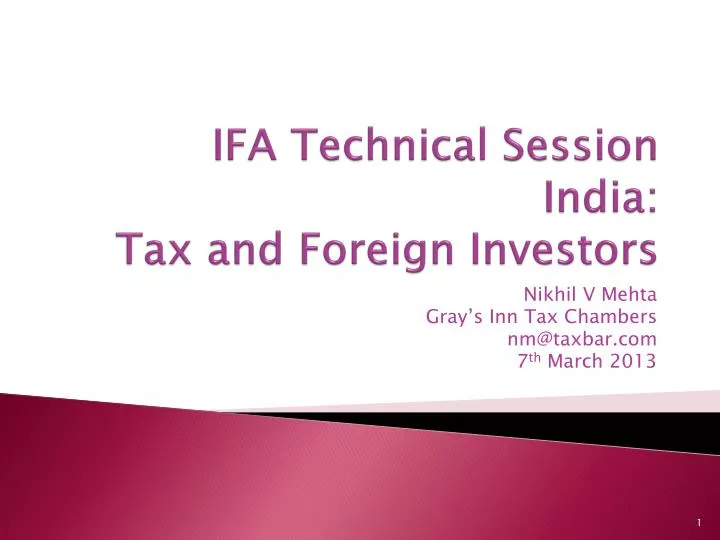 ifa technical session india tax and foreign investors