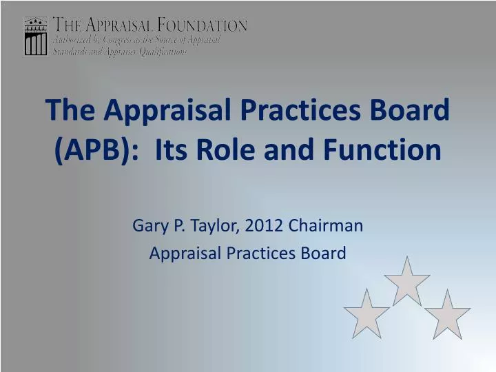 the appraisal practices board apb its role and function