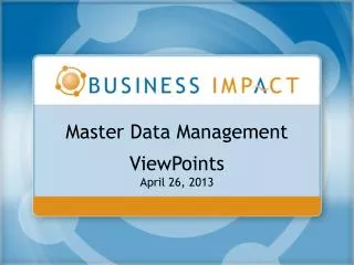 master data management viewpoints april 26 2013