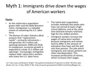 Myth 1 : Immigrants drive down the wages of American workers