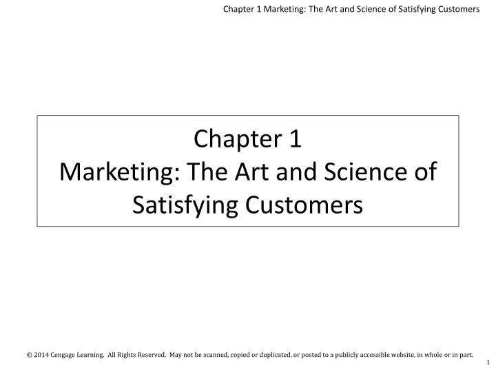 chapter 1 marketing the art and science of satisfying customers