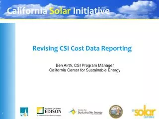 Revising CSI Cost Data Reporting