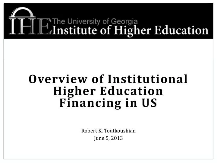overview of institutional higher education financing in us