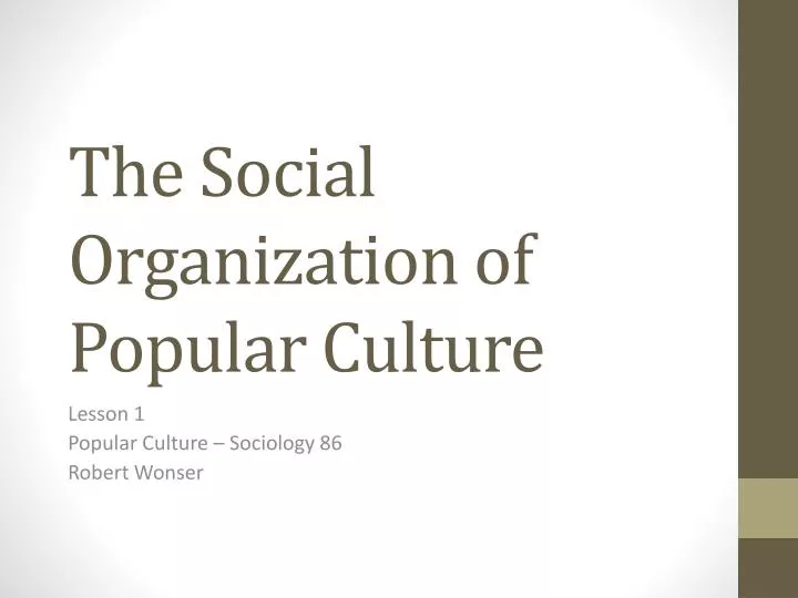 the social organization of popular culture