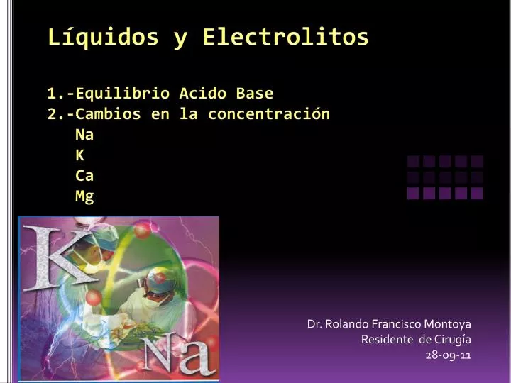 l quidos y electrolitos 1 equilibrio acido base 2 cambios en la concentraci n na k ca mg