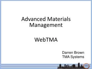 Advanced Materials Management WebTMA